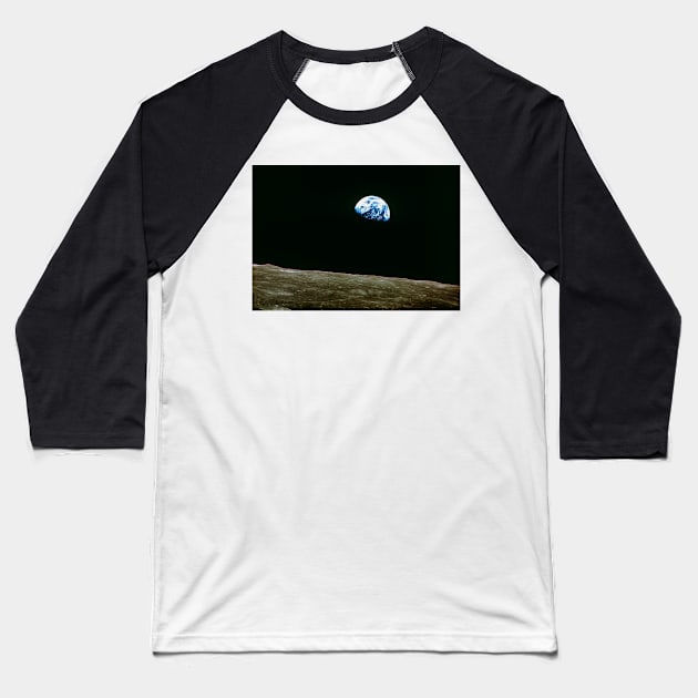 Earthrise over Moon, Apollo 8 (S380/0044) Baseball T-Shirt by SciencePhoto